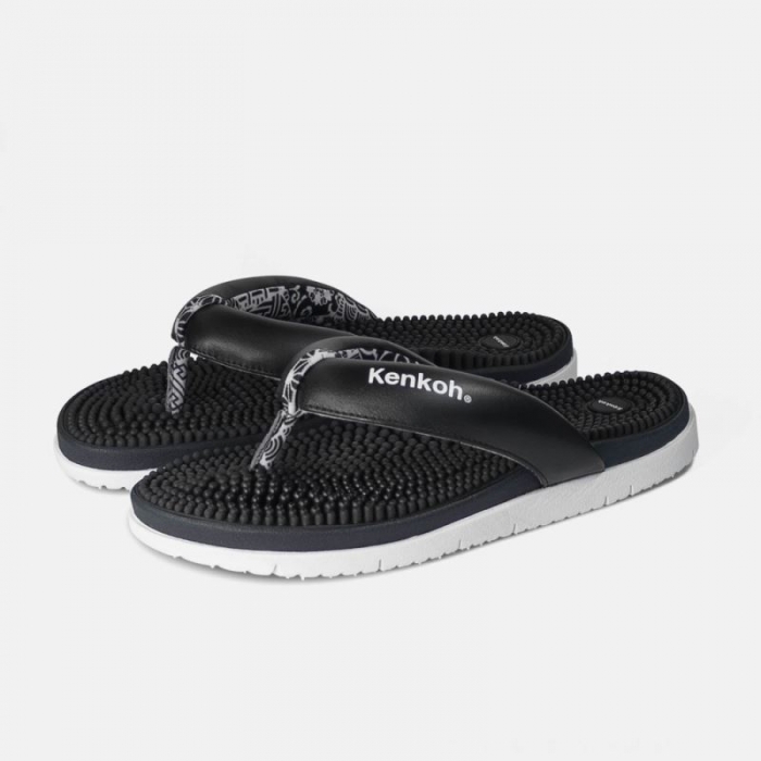 BÄR Herren Schuhe Fuwa Flip Flop Kenkoh Massage-Sandale - Schwarz
