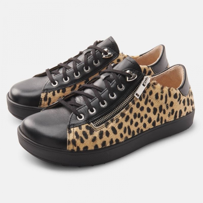 BÄR Damen Schuhe Margot - Schwarz / Leo
