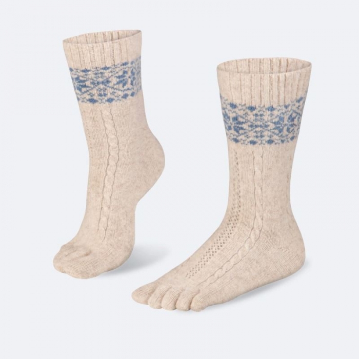 BÄR Schuhe Snowflakes Zehensocken - Beige / Blau