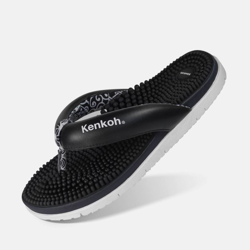 BÄR Herren Schuhe Fuwa Flip Flop Kenkoh Massage-Sandale - Schwarz