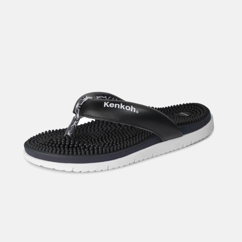 BÄR Herren Schuhe Fuwa Flip Flop Kenkoh Massage-Sandale - Schwarz