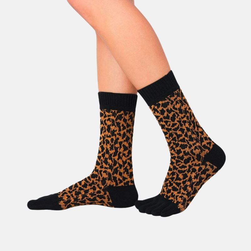 BÄR Schuhe Zehensocken Leopard - Braun / Schwarz